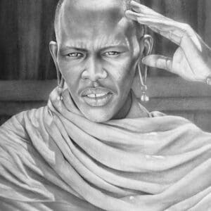 A black and white picture of an african man